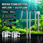 MUFAN Stainless Steel Lily Pipe Inflow Outflow Set Surface Skimmer Set Aquarium Accessories