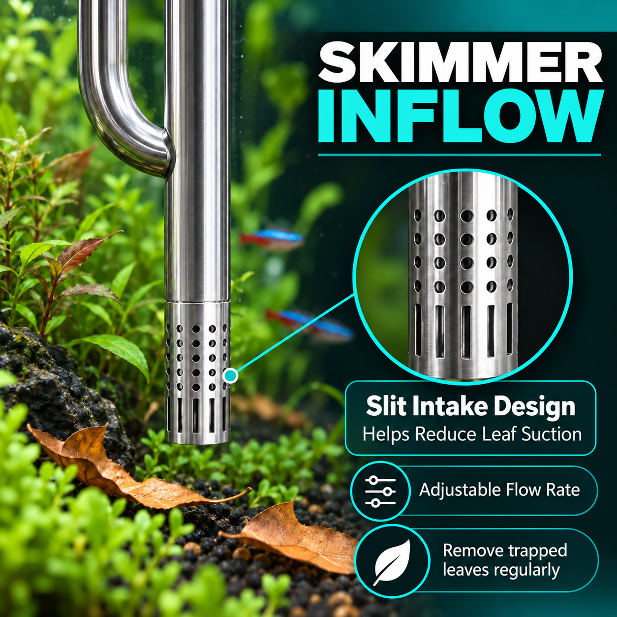 MUFAN Stainless Steel Lily Pipe Inflow Outflow Set Surface Skimmer Set Aquarium Accessories - Image 4